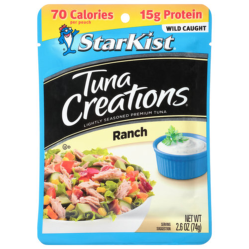 Tear. Eat. Go. Flavor Fresh Pouch. We went ahead and rustled up some tangy buttermilk, garlic, choice herbs and premium tuna and lassoed them together for one mighty-tasty, protein-packed pouch. So, go ahead and give a giddyup to your lunch. Whether you're on horseback or in back-to-back meetings, just tear, eat and go! Wild Caught. Dolphin Safe.
