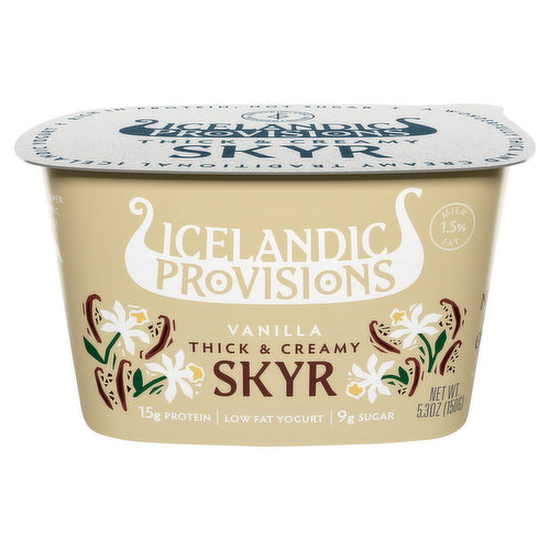 Icelandic Provisions Skyr, Low Fat, Vanilla, Thick & Creamy