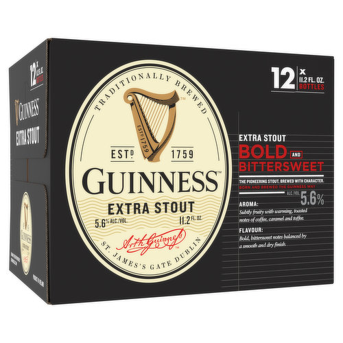 Guinness Beer, Extra Stout, Bold and Bittersweet
