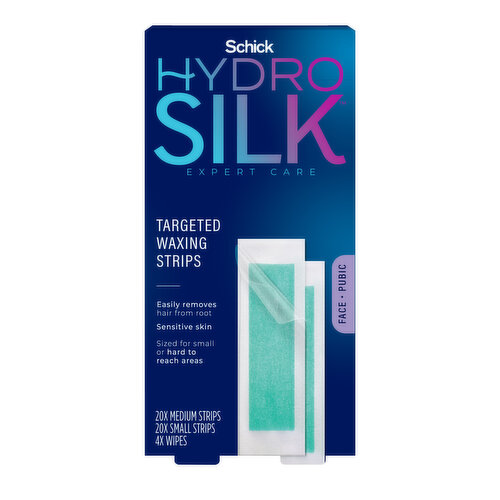 Schick Hydro Silk Targeted Waxing Strips Kit, Ready-to-Use