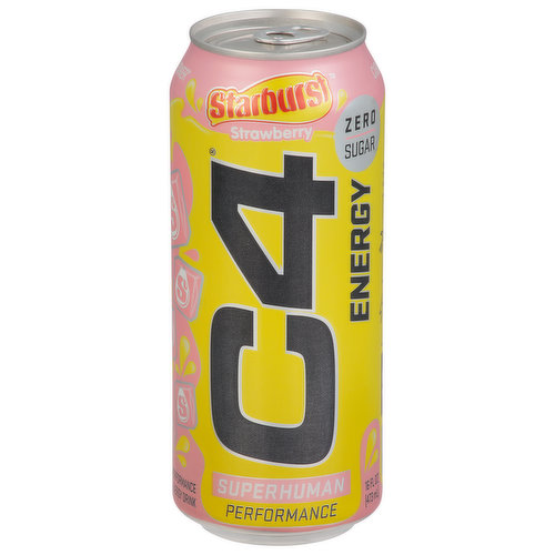 C4 Energy Drink, Performance, Zero Sugar, Starburst Strawberry