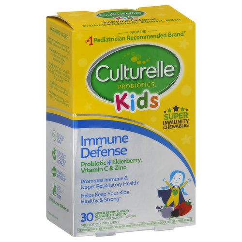 Culturelle Immune Defense, Mixed Berry Flavor, Kids, Chewable Tablets