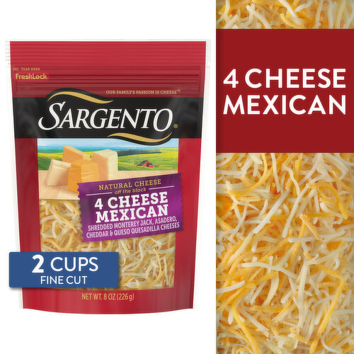 SARGENTO Off the Block Sargento® Shredded 4 Cheese Mexican Natural Cheese, Fine Cut, 8 oz.