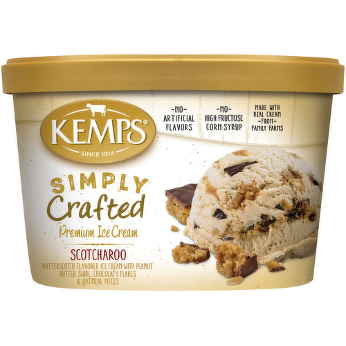 Kemps Simply Crafted Ice Cream, Premium, Scotcharoo