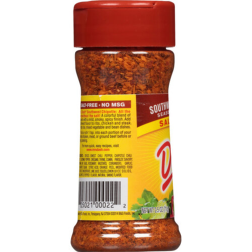 Dash Seasoning Blend, Salt-Free, Southwest Chipotle - 2.5 oz