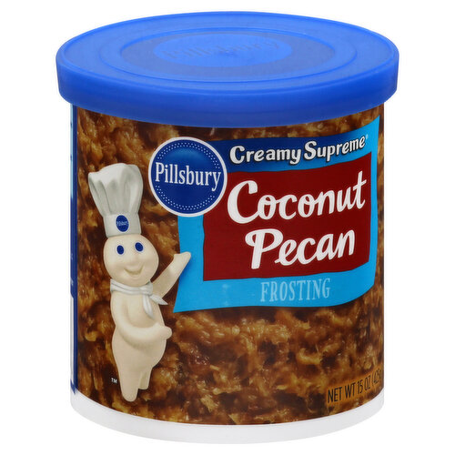 Per 2 Tbsp: 150 calories; 5 g sat fat (24% DV); 60 mg sodium (3% DV); 15 g total sugars. Gluten free. Contains a bioengineered food ingredient. PillsburyBaking.com. Questions or comments? 1-800-767-4466. Package information will be helpful when contacting us. More tips & tricks at PillsburyBaking.com.