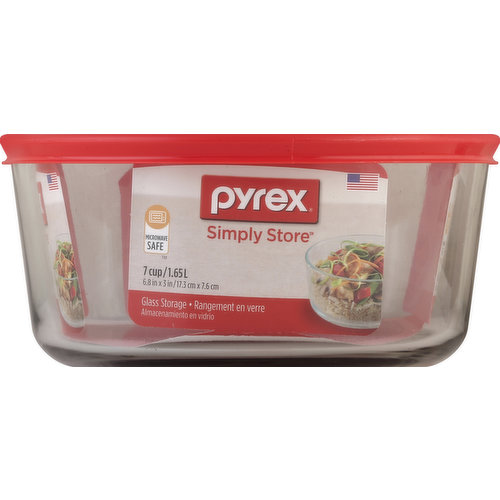 7-cup Glass Food Storage Container with Red Lid