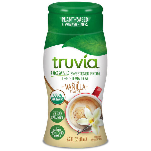 Sweetness is meant to be enjoyed. That's why Truvia created products meant to reduce sugar, not taste. The sweet flavor contained in Truvia Organic Liquid Stevia Sweetener comes from nature in the form of the stevia leaf. Leaves don't dissolve well in beverages, so we extract the sweetness from the stevia leaf. The convenient 2.7 fluid ounce bottle is great for both at-home or to take with you on-the-go. Try Truvia Organic Calorie-free Liquid Stevia Sweetener in your coffee, tea, smoothies, on oatmeal, yogurt and fruit and in your favorite recipes.
