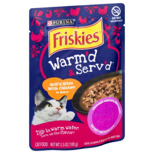 Friskies Friskies Cat Food, Warm'd & Serv'd, Grill'd Bites with Chicken in Gravy
