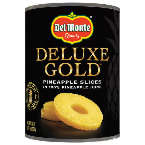 Del Monte Deluxe Gold Pineapple Slices, In 100% Pineapple Juice