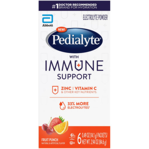 Pedialyte with Immune Support Electrolyte Powder Fruit Punch Powder Powder