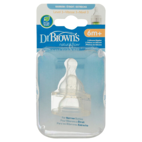 Dr. Brown's Natural Flow Silicone Nipples, Narrow