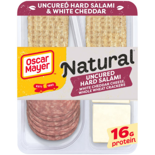 Oscar Mayer Natural Meat & Cheese Snack Plate with Uncured Hard Salami, White Cheddar Cheese & Whole Wheat Crackers
