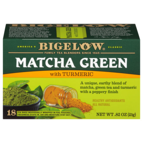 Bigelow Matcha Green Tea, with Turmeric, Tea Bags