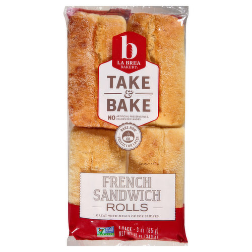 La Brea Bakery Take & Bake French Sandwich Rolls, 4 Pack