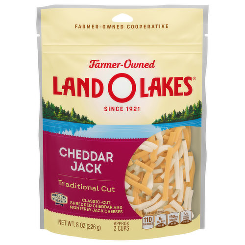 Land O Lakes Shredded Cheese, Traditional Cut, Cheddar Jack