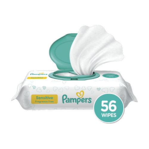 Pampers Sensitive Baby Wipes Sensitive Perfume Free 1X Pop-Top 56 Count