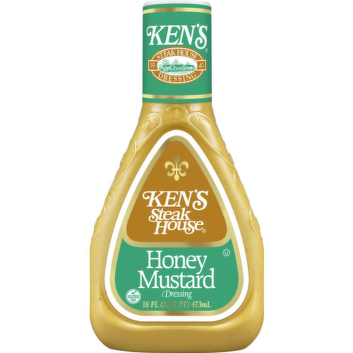 Gluten free. There's honey mustard, then there's the creamy flavor of Ken's honey mustard. Made with pure honey for a taste everyone's raving about. Ken's a family owned company. Satisfaction guaranteed or your money back. www.kensfoods.com. Questions/Comments? Please include complete best when purchased by date. Call 1-800-645-5707 M-F 9AM - 5PM EST. www.kensfoods.com. Product of USA.