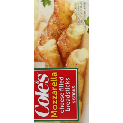 Cole's Breadsticks, Cheese Filled, Mozzarella