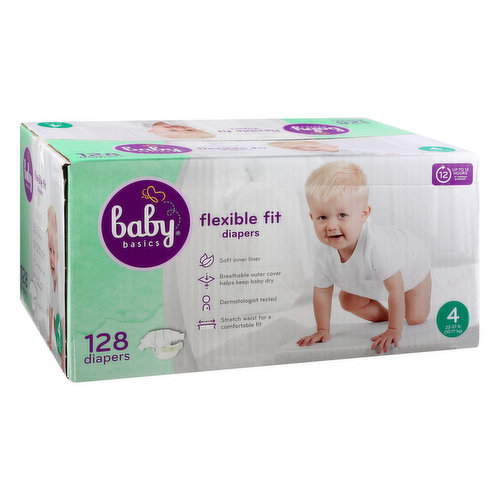 BABY BASICS Diapers, Flexible Fit, 4 (22-37 lb)