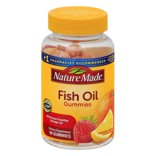 Dietary Supplement. USP verified dietary supplement. USP has tested and verified ingredients, potency and manufacturing process. USP sets official standards for dietary supplements. www.uspverified.org. No artificial flavors - natural fruit flavors. Gluten free. With heart-healthy omega-3s. No. 1 pharmacist recommended vitamin & supplement brand. No synthetic dyes - colors derived from natural sources. No high fructose corn syrup. No artificial sweeteners. www.NatureMade.com. (This statement has not been evaluated by the Food and Administration. This product is not intended to diagnose, treat, cure, or prevent any disease.)