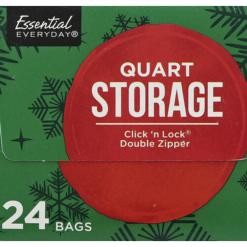 Essential Everyday Freezer Bags, Double Zipper, Quart, Plastic Bags