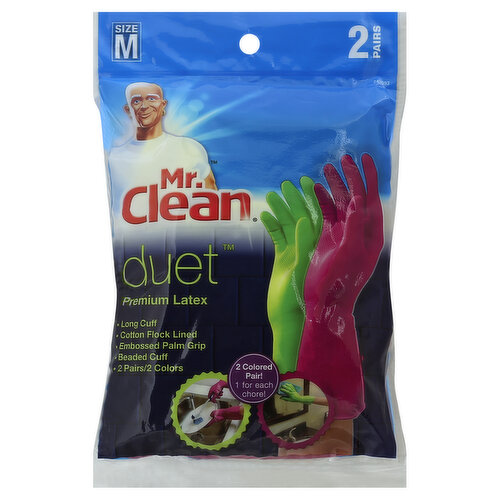 Mr. Clean Duet Gloves, Premium Latex, Medium