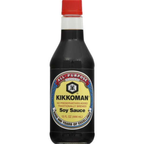 All-purpose seasoning. No preservatives added. Traditionally brewed. Over 300 years of excellence. www.KikkomanUSA.com. Visit us at www.KikkomanUSA.com. Brewed in USA.