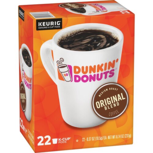 Dunkin' Donuts Coffee, Original Blend, K-Cup Pods, 22 Each