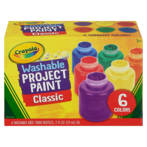 Crayola Project Paint, Washable, Classic - 6 pack, 2 fl oz bottles