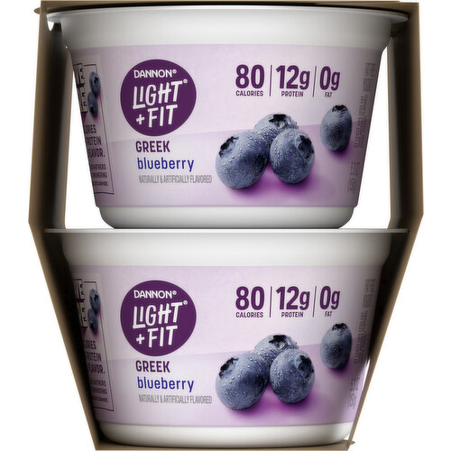 Dannon Light + Fit Yogurt, Fat Free, Blueberry, Greek