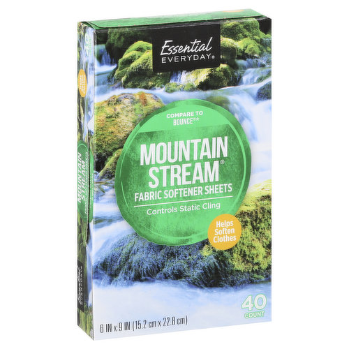 Essential Everyday Fabric Softener Sheets, Mountain Stream