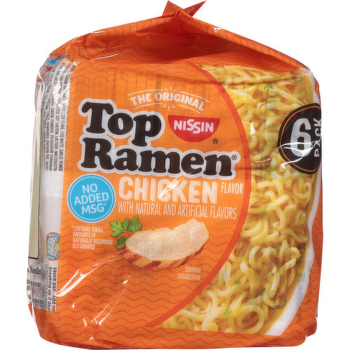 Nissin Top Ramen The Original Chicken Flavor Ramen Noodle Soup, 18 oz, 6  count