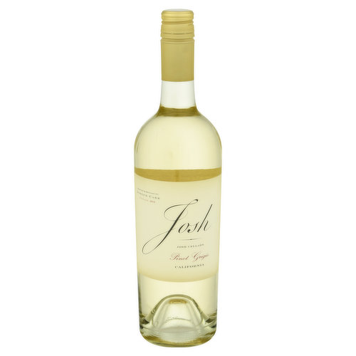 Blended and bottled by Joseph Carr. My father's name was Joseph but his best friend called him Josh. This delicious California Pinot Grigio features flavors of citrus and passion fruit. It is crisp and bright, with hints of green apple and pear. Paris well with lighter fare and is best shared with loved ones. - Joseph Carr, Founder and Son.  www.joshcellars.com. Alc. 13.5% by vol. 27 Blended & bottled by Joseph Carr, Hopland, CA.