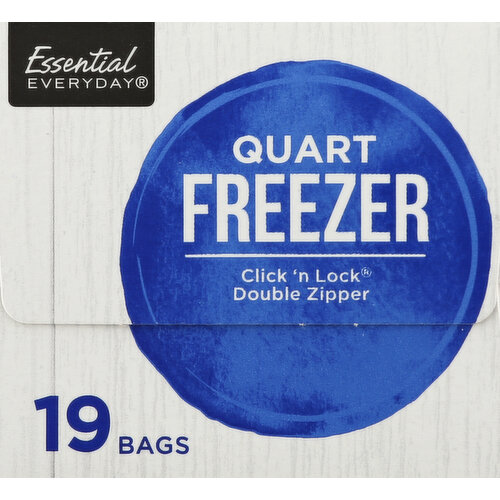 Essential Everyday Freezer Bags, Double Zipper, Quart, Plastic Bags