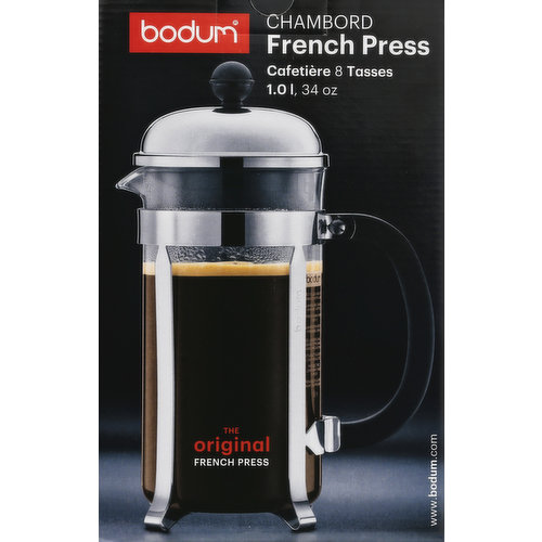 BODUM Chambord French Press Coffee Maker, 12 Ounce, Stainless Steel 