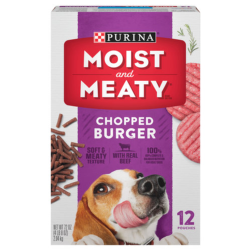 Purina Moist & Meaty Dog Food, Chopped Burger, Beef