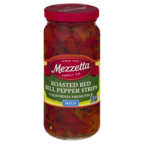Certified gluten-free. Non GMO Project verified. nongmoproject.org. Since 1935. California fresh pack. Family Co. Our peppers are fire roasted within 24 hours of picking to keep flavor and color vibrant. They're just like Nonna made at home. Fourth generation family company. - Jeff Mezzetta. mezzetta.com. Get inspired at mezzetta.com. 100% recyclable.