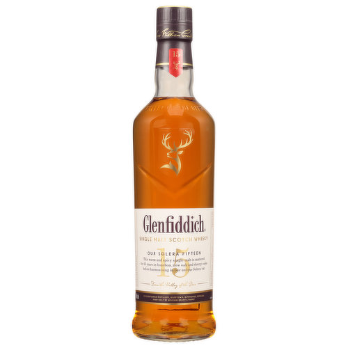 Glenfiddich Scotch Whisky, Single Malt, 15