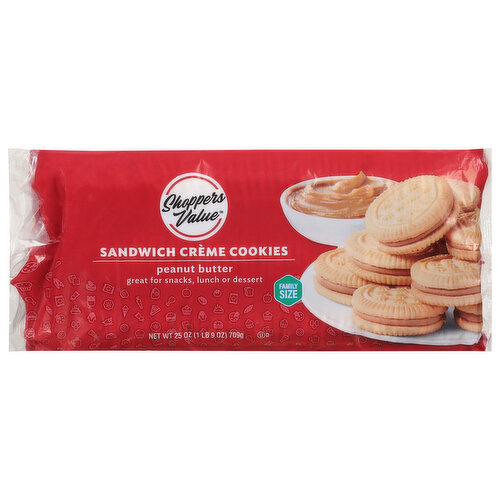 Shoppers Value Sandwich Creme Cookies, Peanut Butter, Family Size