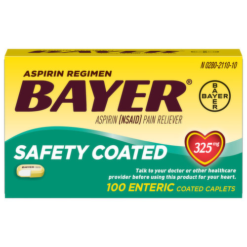 Bayer Aspirin, 325 mg, Enteric Coated Caplets