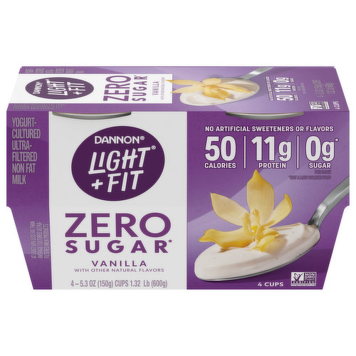 Dannon Light + Fit Yogurt, Zero Sugar, Vanilla