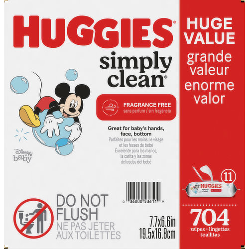 Huggies Simply Clean Wipes, Disney Baby, Fragrance Free - 64 wipes