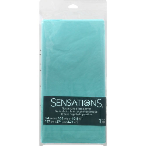 Sensations Tablecover, Plastic Lined, Spa Blue