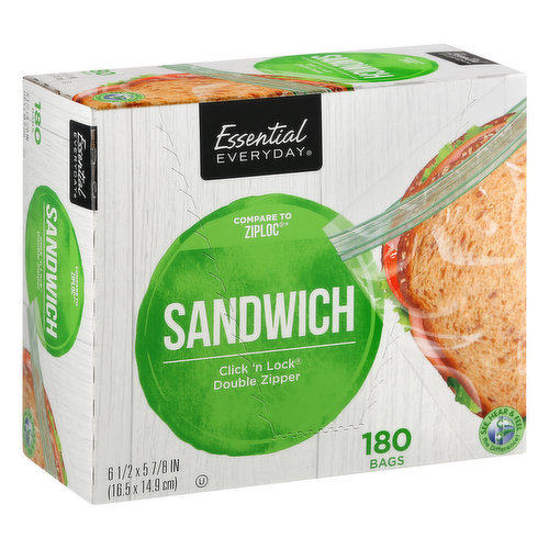 Essential Everyday Sandwich Bags, Double Zipper