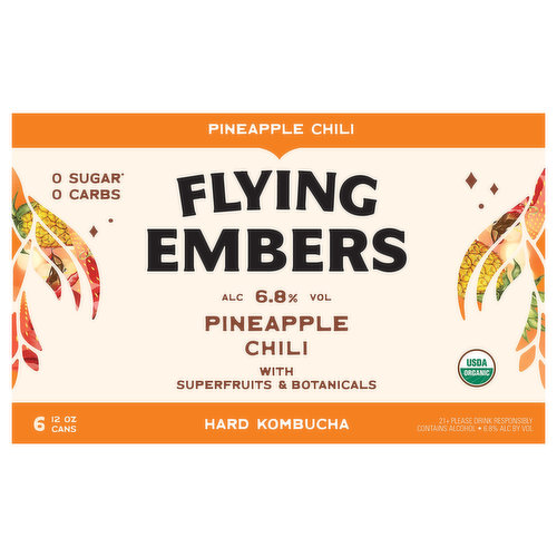 Flying Embers Hard Kombucha, Pineapple Chili