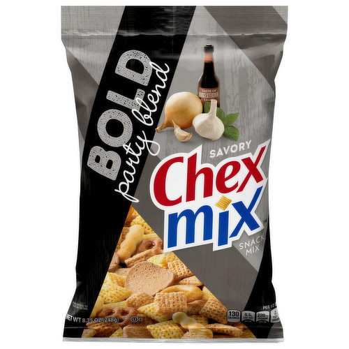 Want something savory and out of the ordinary? It’s all right here. Only Chex Mix gives you a deliciously unpredictable combination of shapes, tastes and textures in every handful. And Chex Mix contains 60% less fat than regular potato chips.