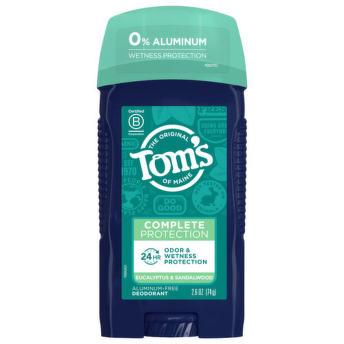 Tom's of Maine Deodorant, Aluminum-Free, Complete Protection, Eucalyptus & Sandalwood