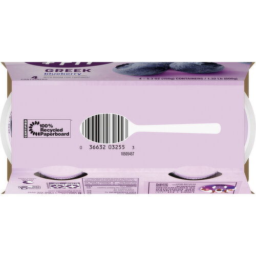 Dannon Light + Fit Yogurt, Fat Free, Blueberry, Greek