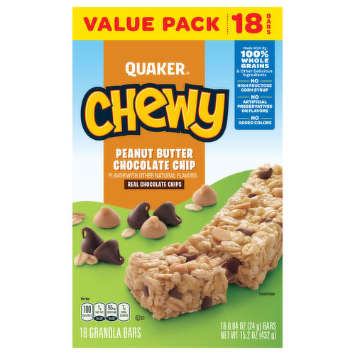 Quaker Chewy Granola Bars, Peanut Butter Chocolate Chip, Value Pack
